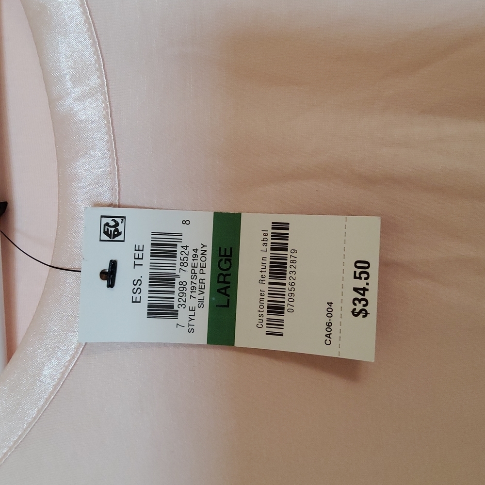 🩷💜🧡  New!  A Real Peach! Alfani Soft Tee. Large. Peach. - Picture 2 of 4